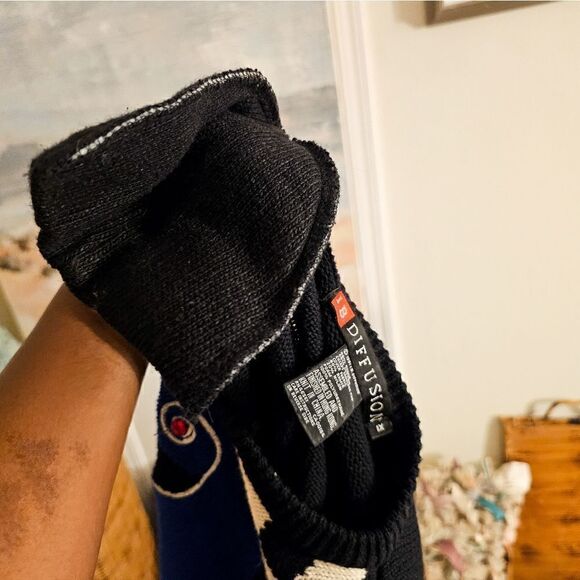 Vtg I.B Diffusion Sweater 90's Bold Retro Geometric Print Embellished Rhinestone - Picture 3 of 15